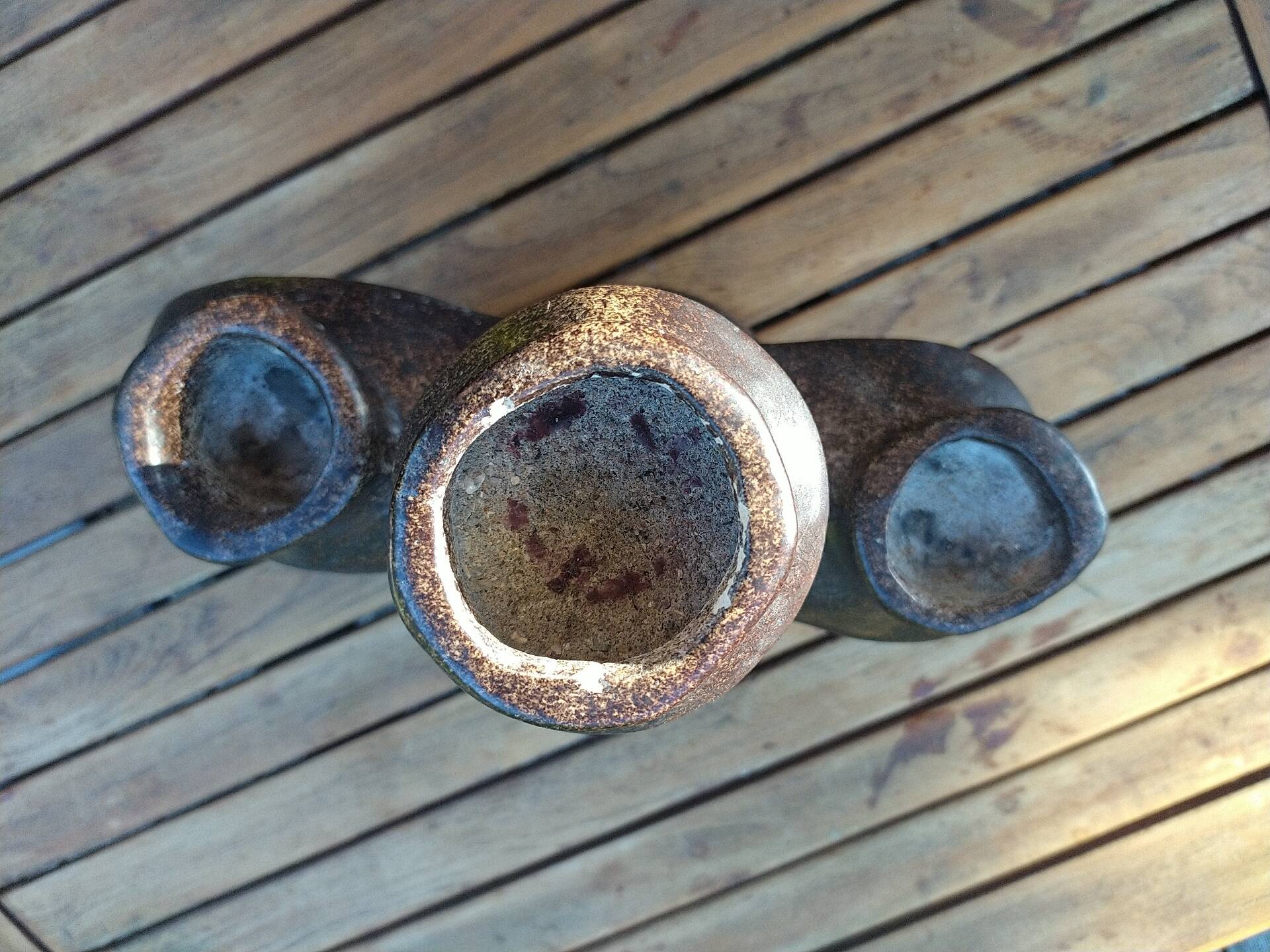 Brutalist ceramic candelabrum.
