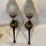 Pair of torch wall lights