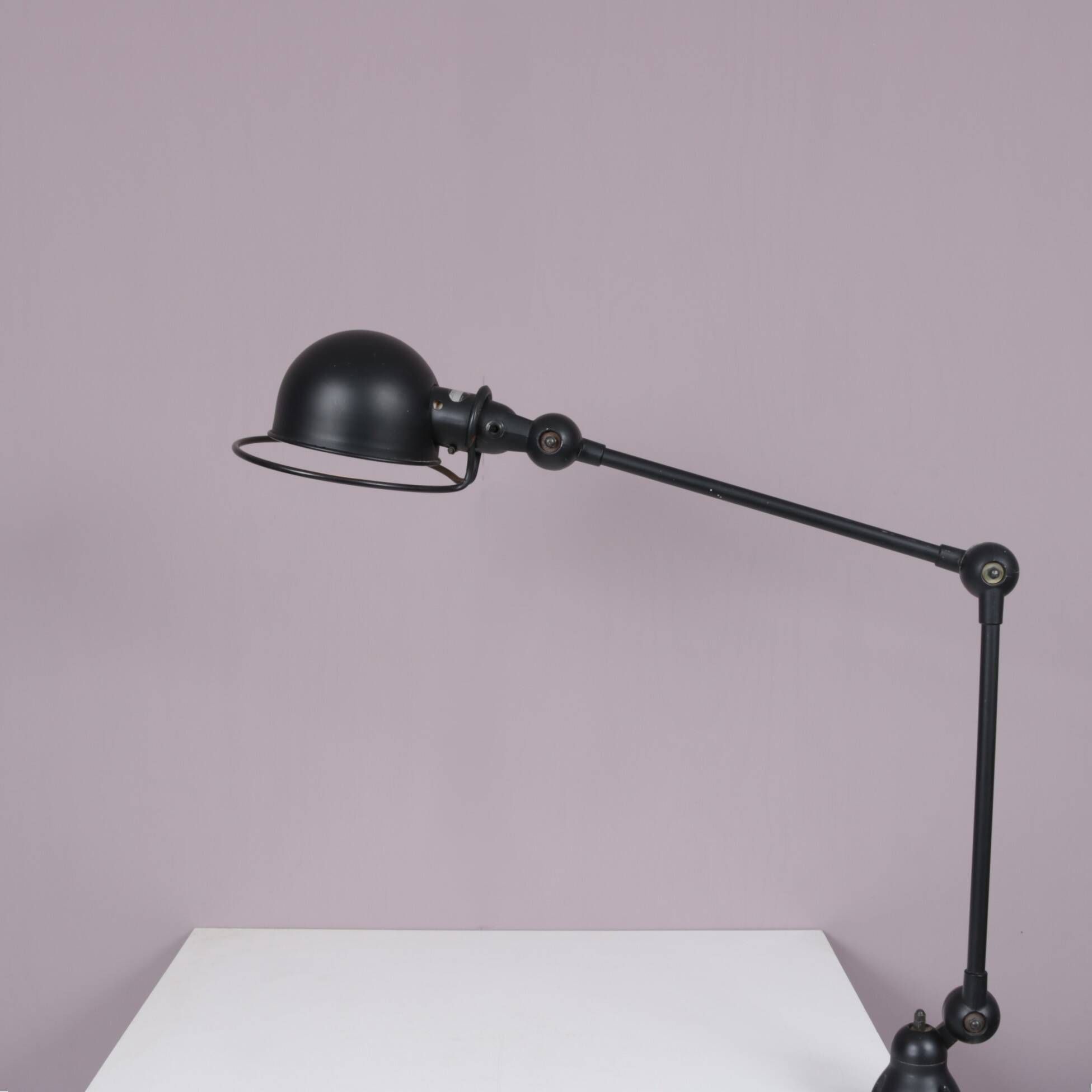 1950s Table clamp lamp in black metal, recent edition model SI332/ Jieldé,