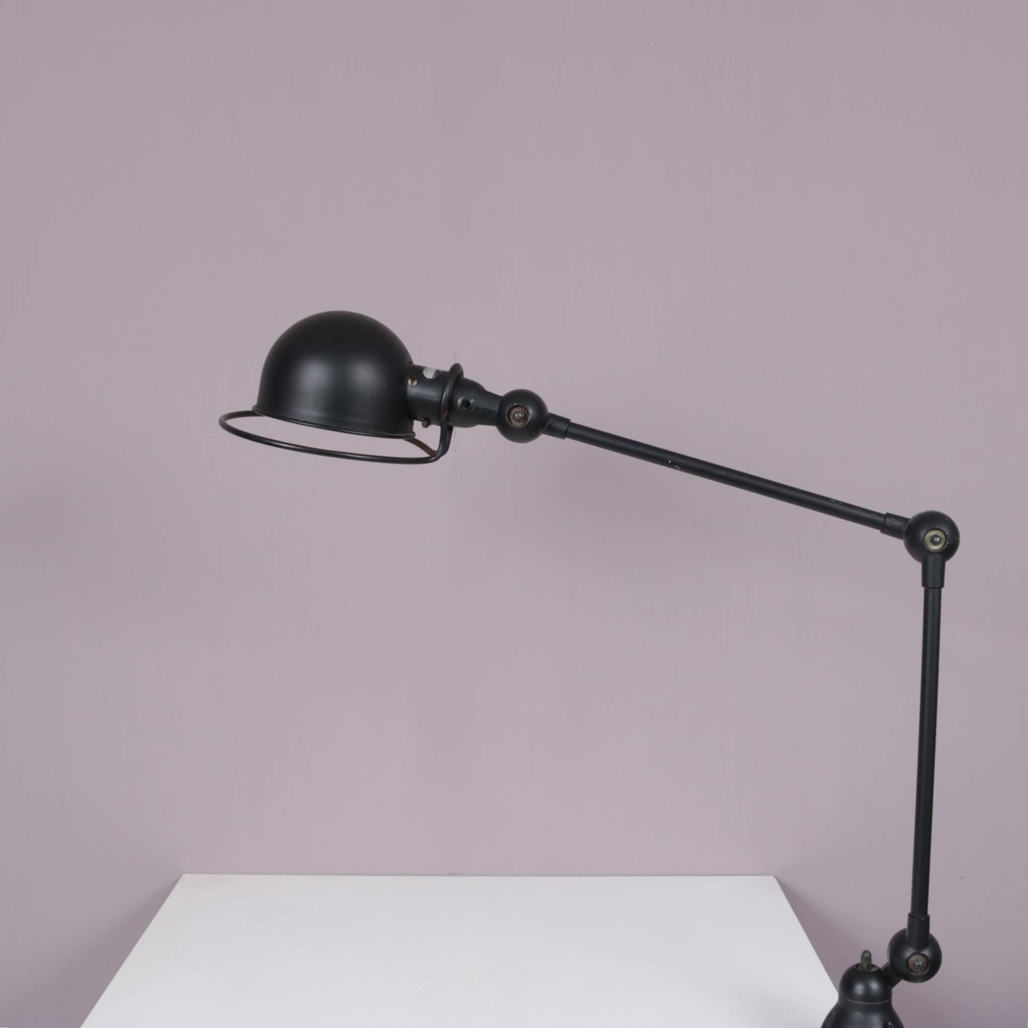 1950s Table clamp lamp in black metal, recent edition model SI332/ Jieldé,