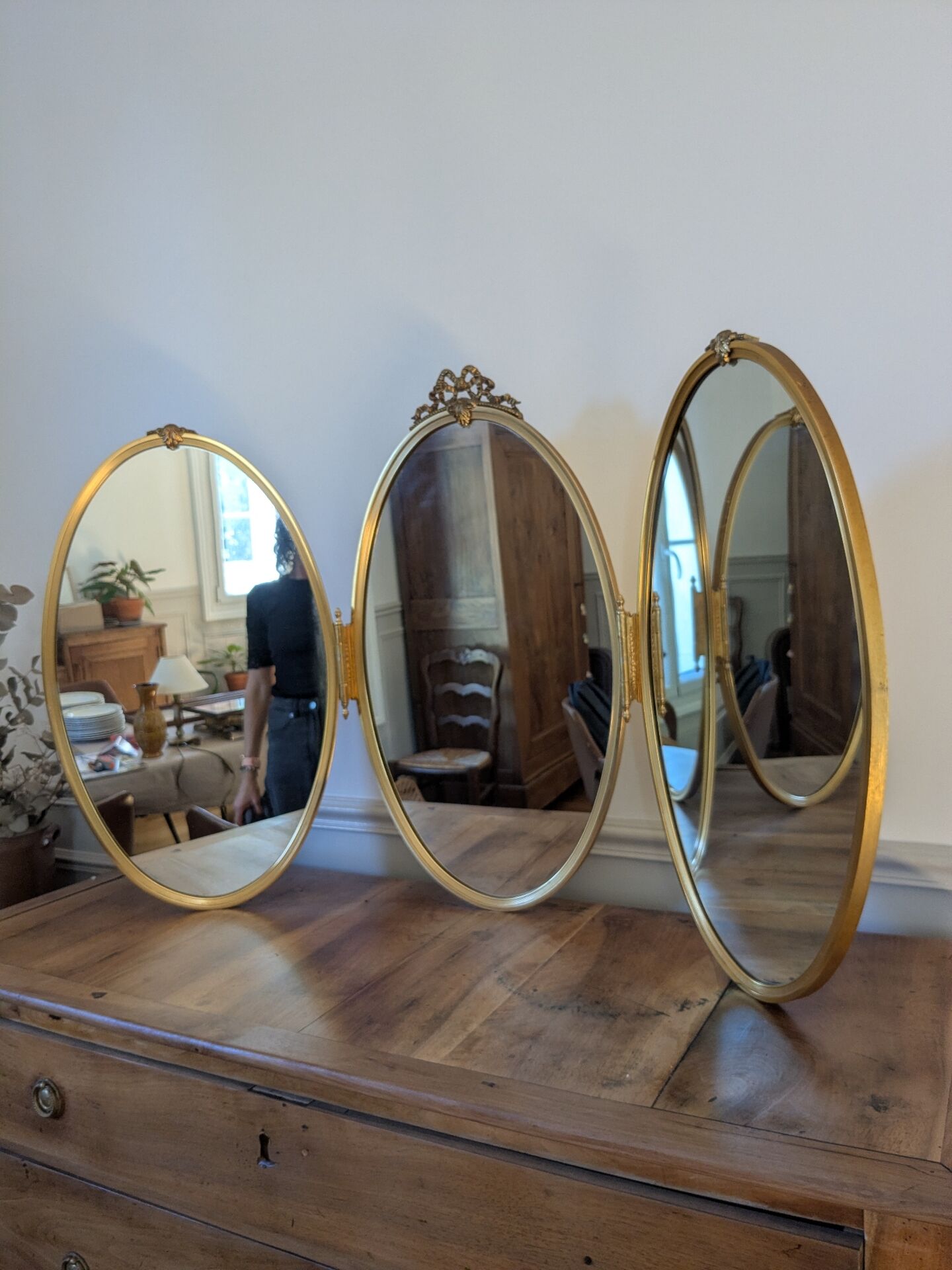 Louis XV style triptych mirror