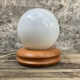 Lamp wood base turned opaline