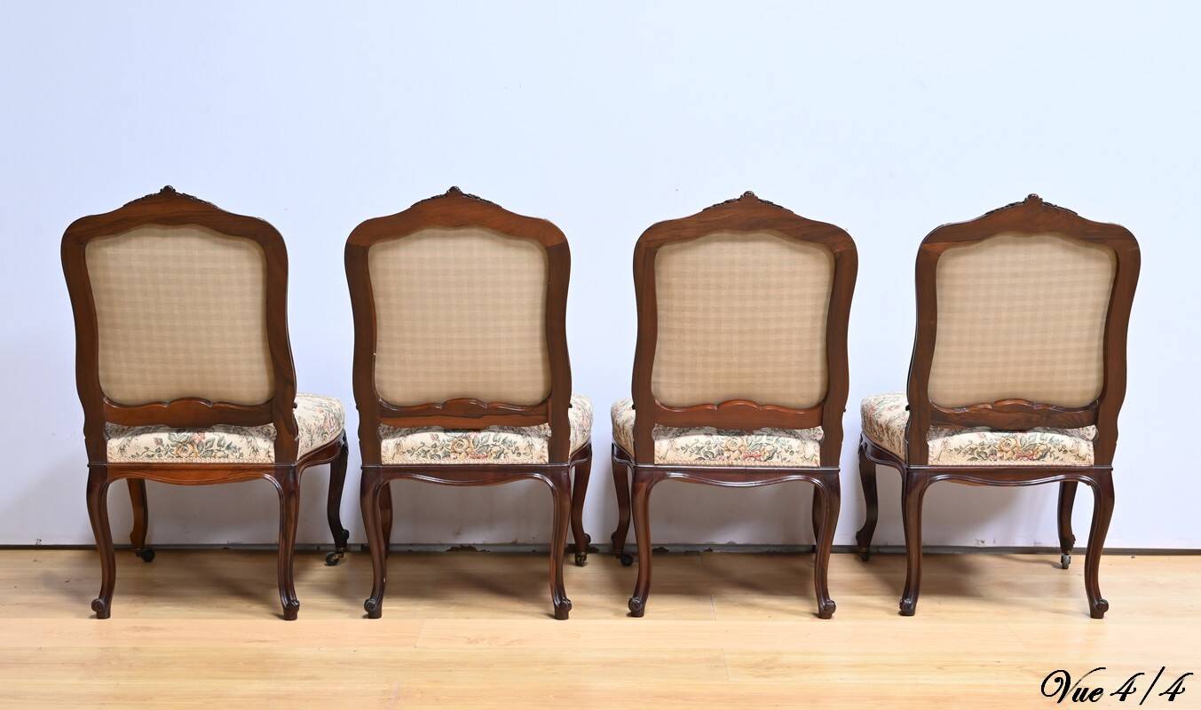 Suite of 4 Rosewood Chairs, Louis XV style, Napoleon III period – Mid-19th century