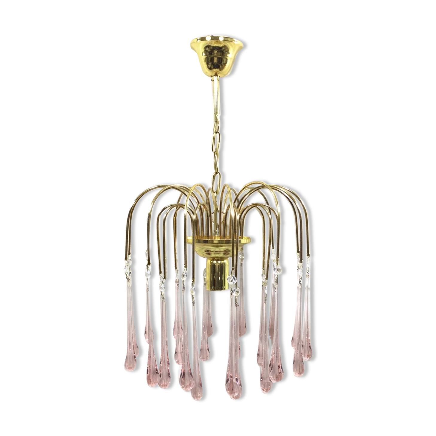 Murano chandelier pink crystal drops