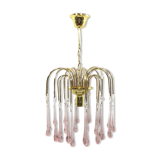 Murano chandelier pink crystal drops