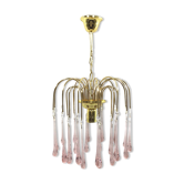 Murano chandelier pink crystal drops