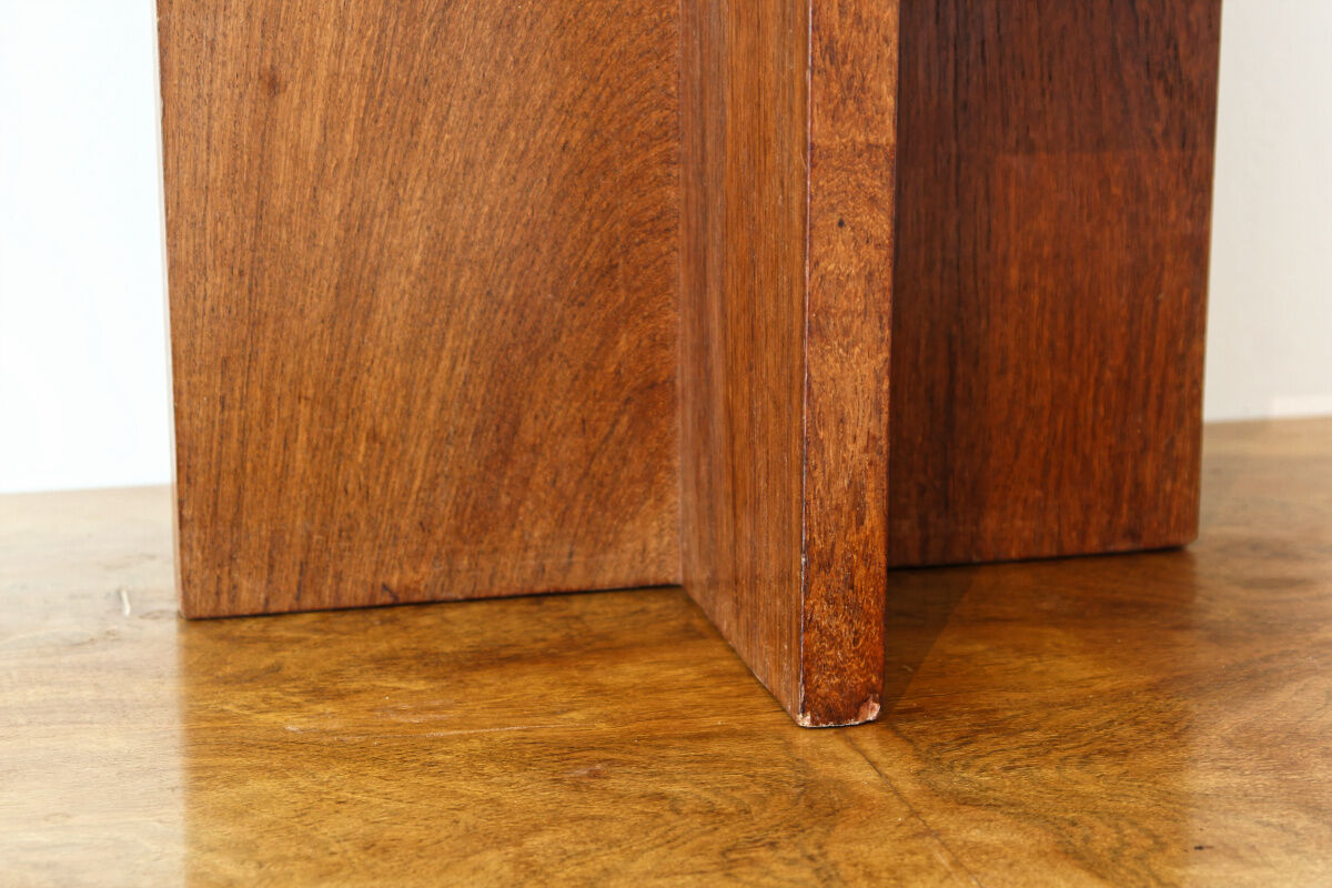 Brutalist sofa end, mahogany veneer