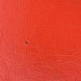 Large vintage pouf in red faux leather – diameter: 62 cm