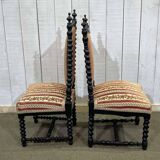 Pair of Napoleon III chairs in turned and blackened wood, late 19th century