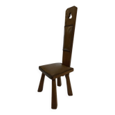 Vintage Spanish chair / stool design brutalist high model with leather