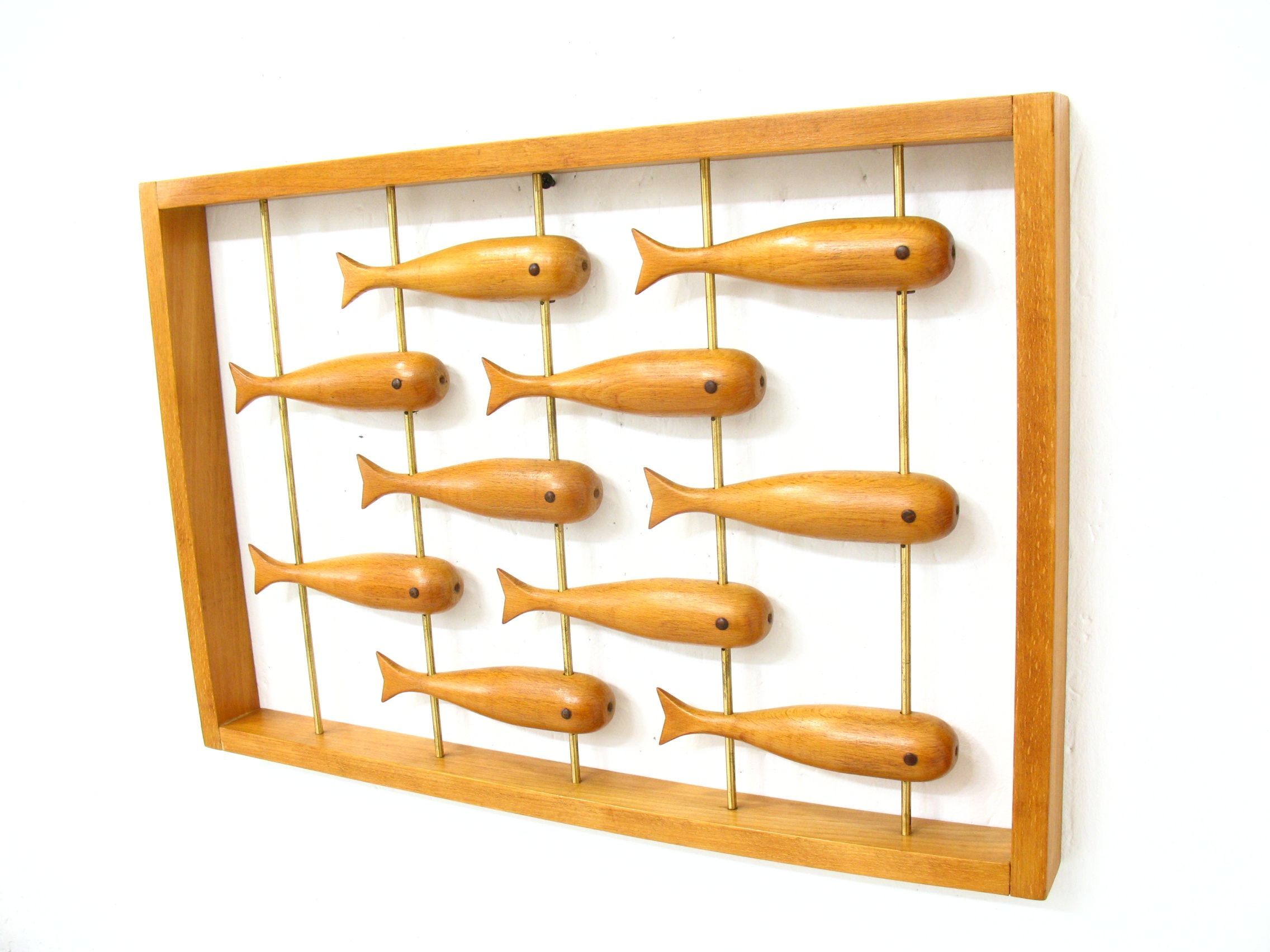 Wall decoration in teak 70's Denmark