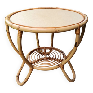 Table basse ronde en - rotin