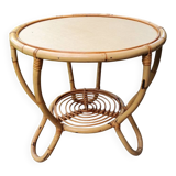 Round rattan coffee table