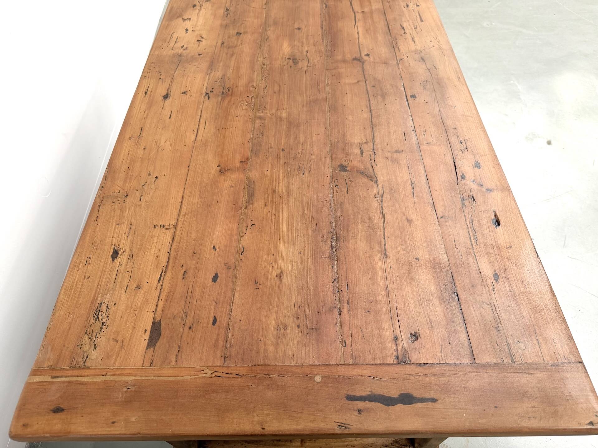 Farm table in solid cherry wood, one drawer, 1950s.