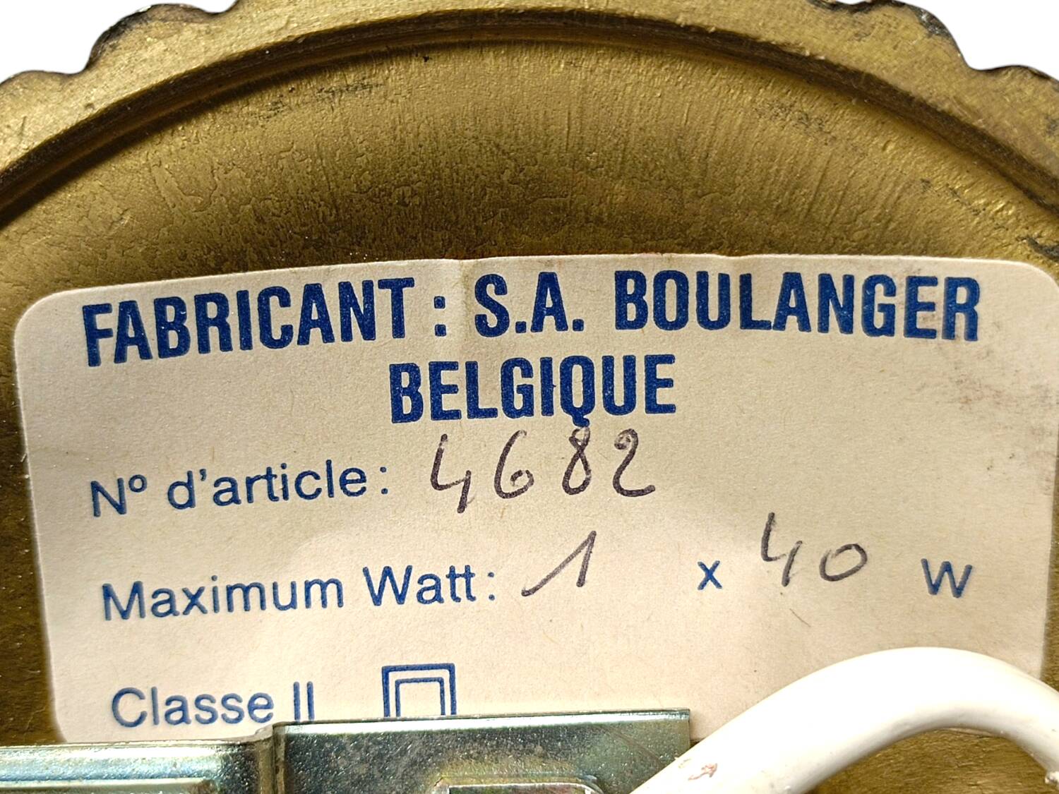 Vintage Sconce S.A. Boulanger - Belgium