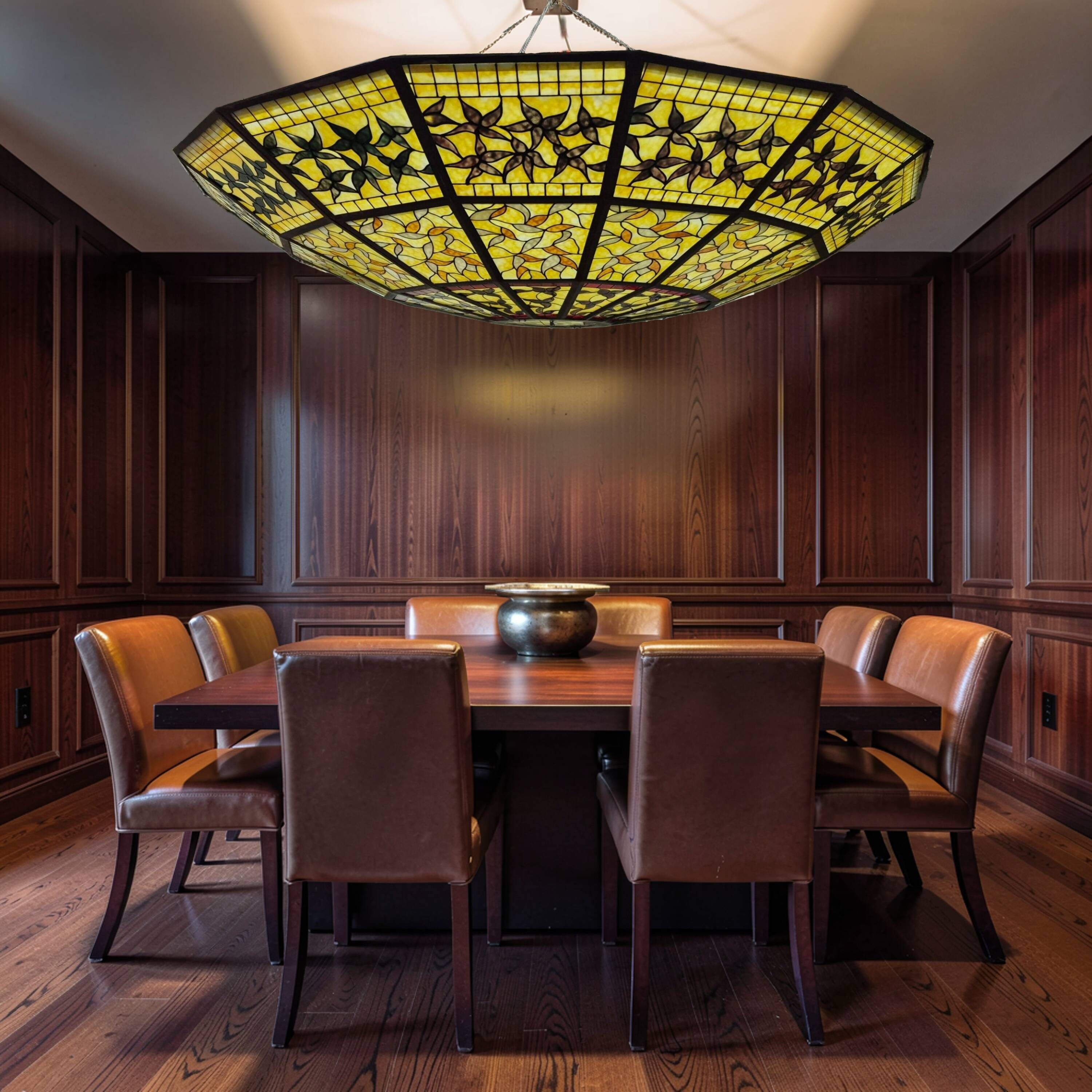 Impressive Tiffany Style Stained Glass Chandelier from the 1990s