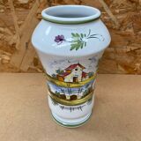 Ancien vase e. tessier la licorne céramique blanche décor peint vintage