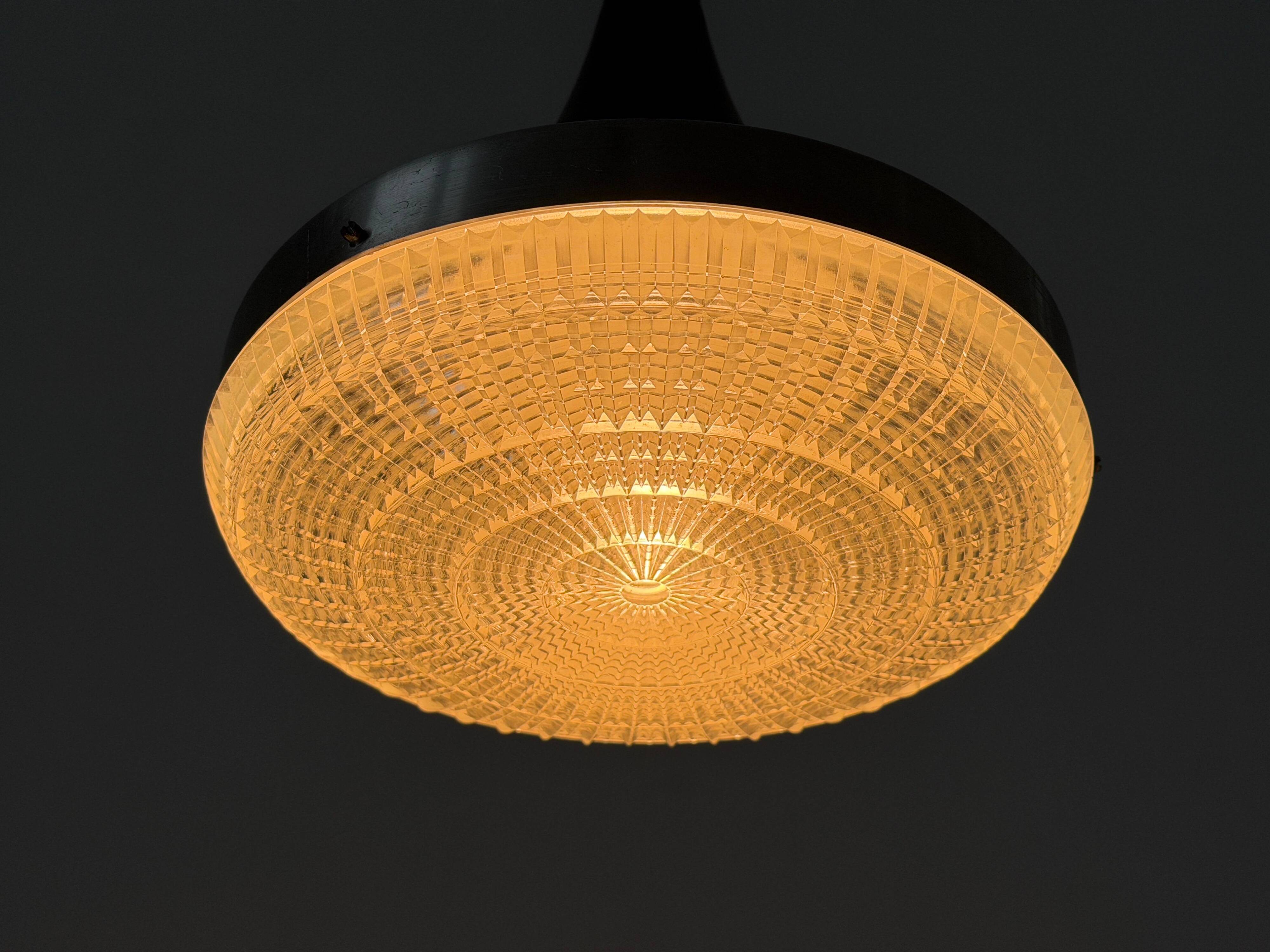 Crystal glass ceiling light with a metal frame, 1960s, Germany