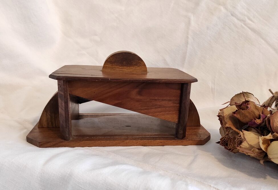 French Art Deco jewellery box handmade in wood and glass