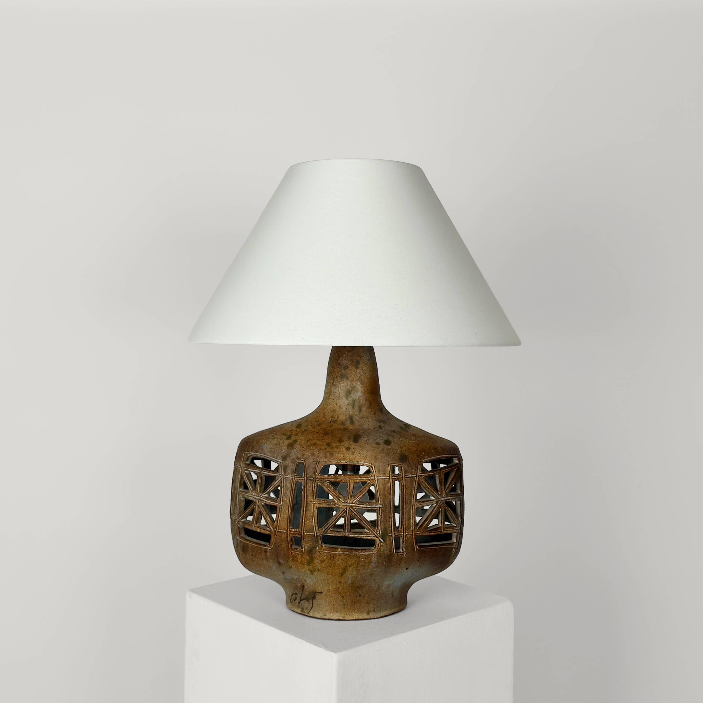 Ceramic lamp by Agnès Escalas, France, circa 1960
