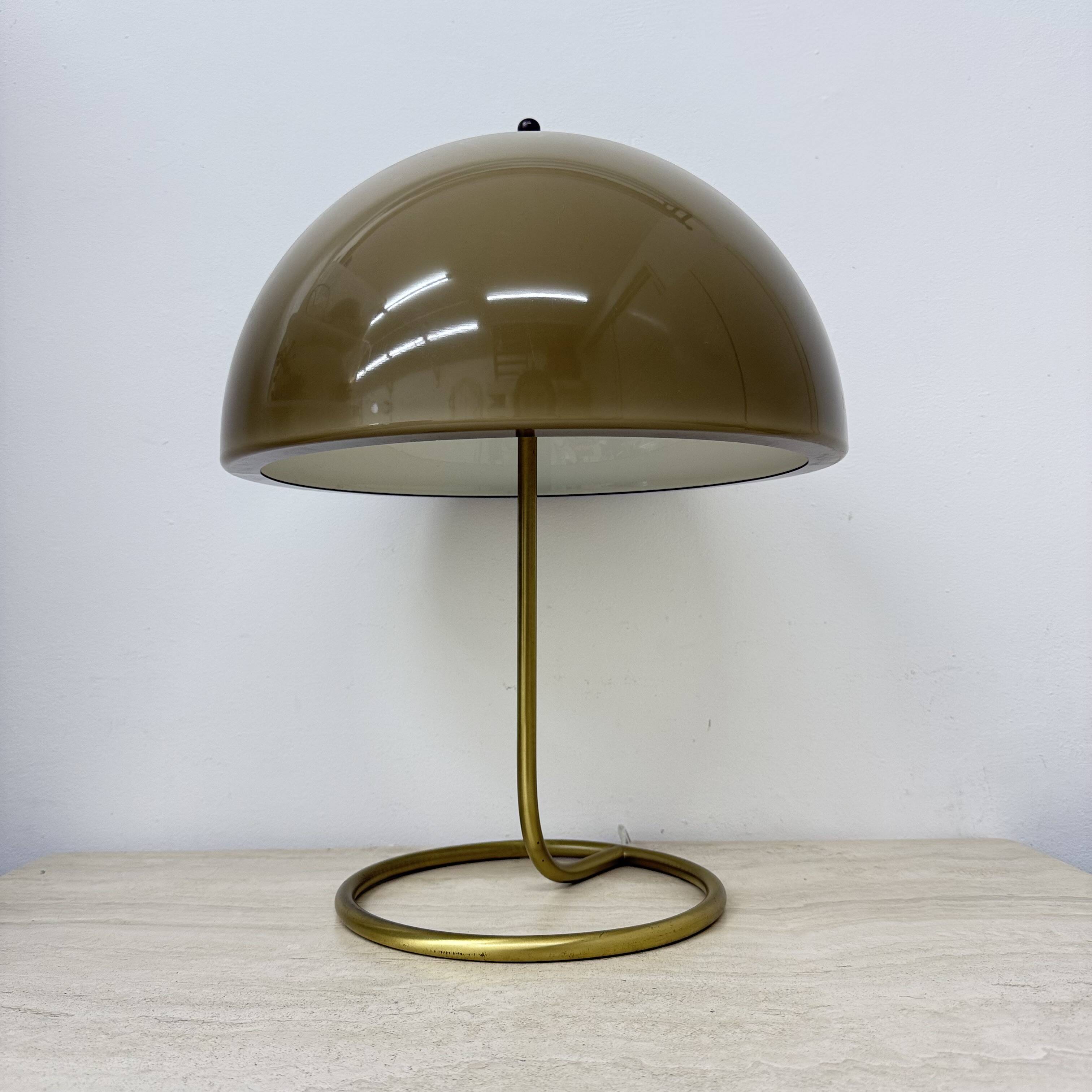 Vintage Mushroom table lamp with gold metal base , 1970s