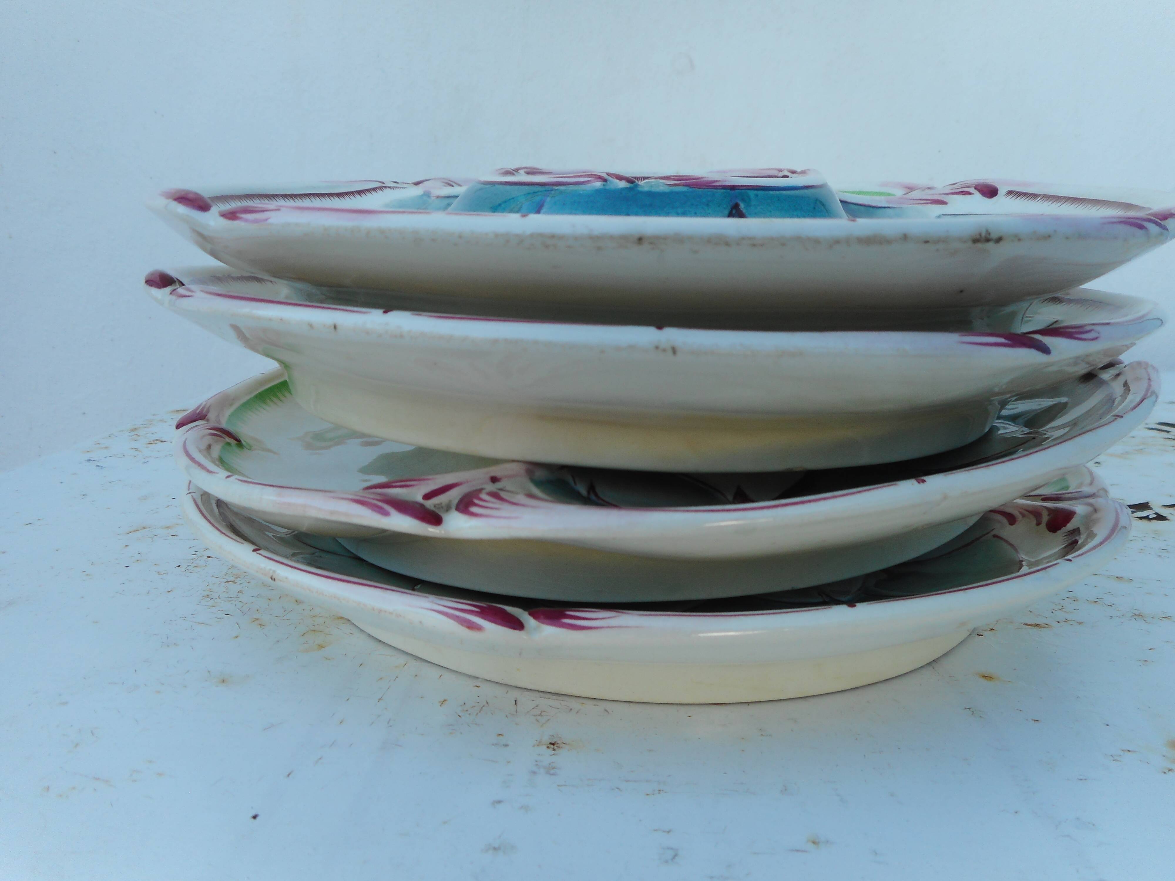 Set of four artichoke plates in earthenware