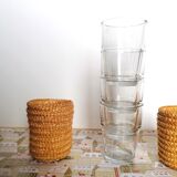 Basket and glass holder woven straw