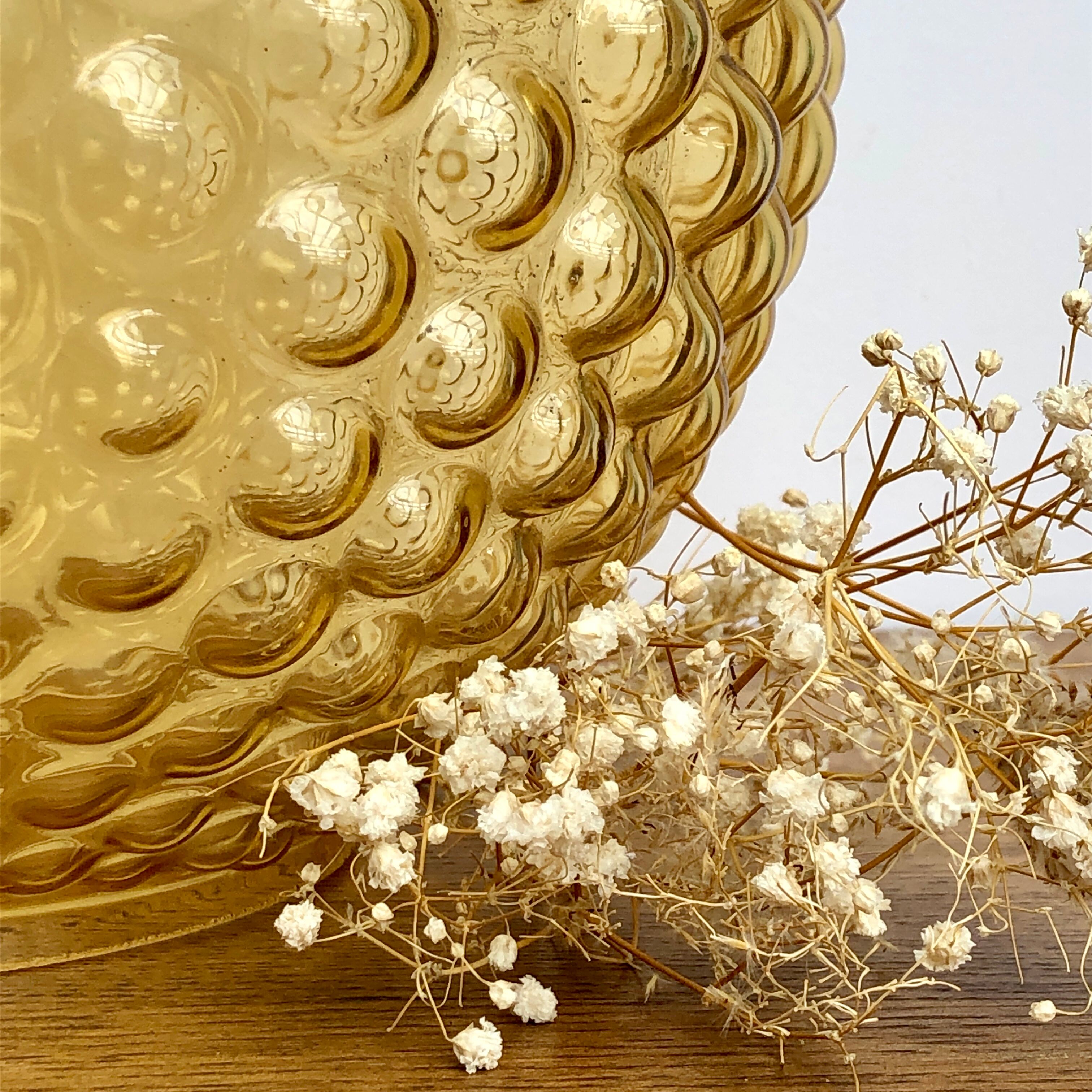 Vintage amber glass hanging lamp