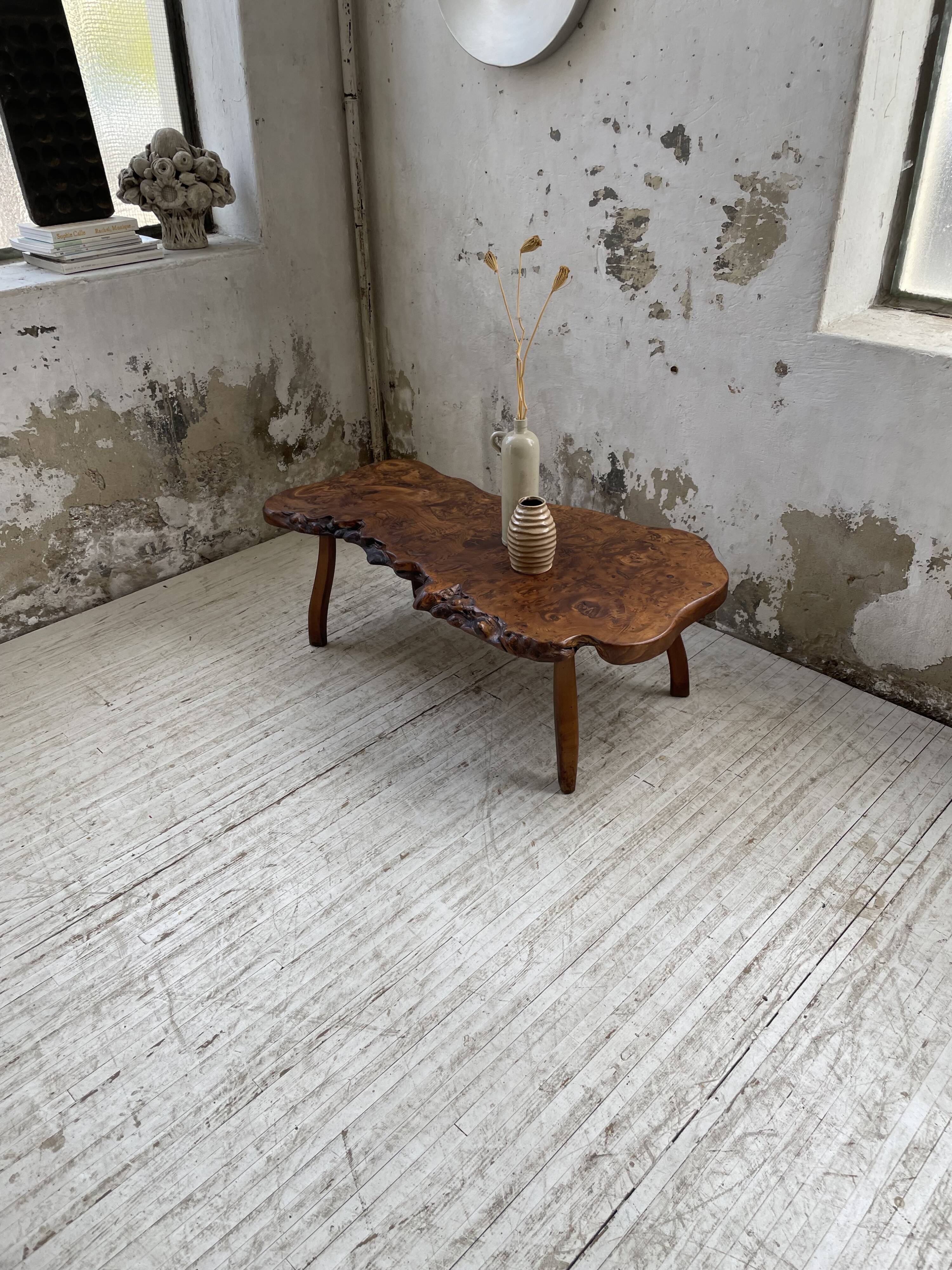 Solid free-form elm coffee table