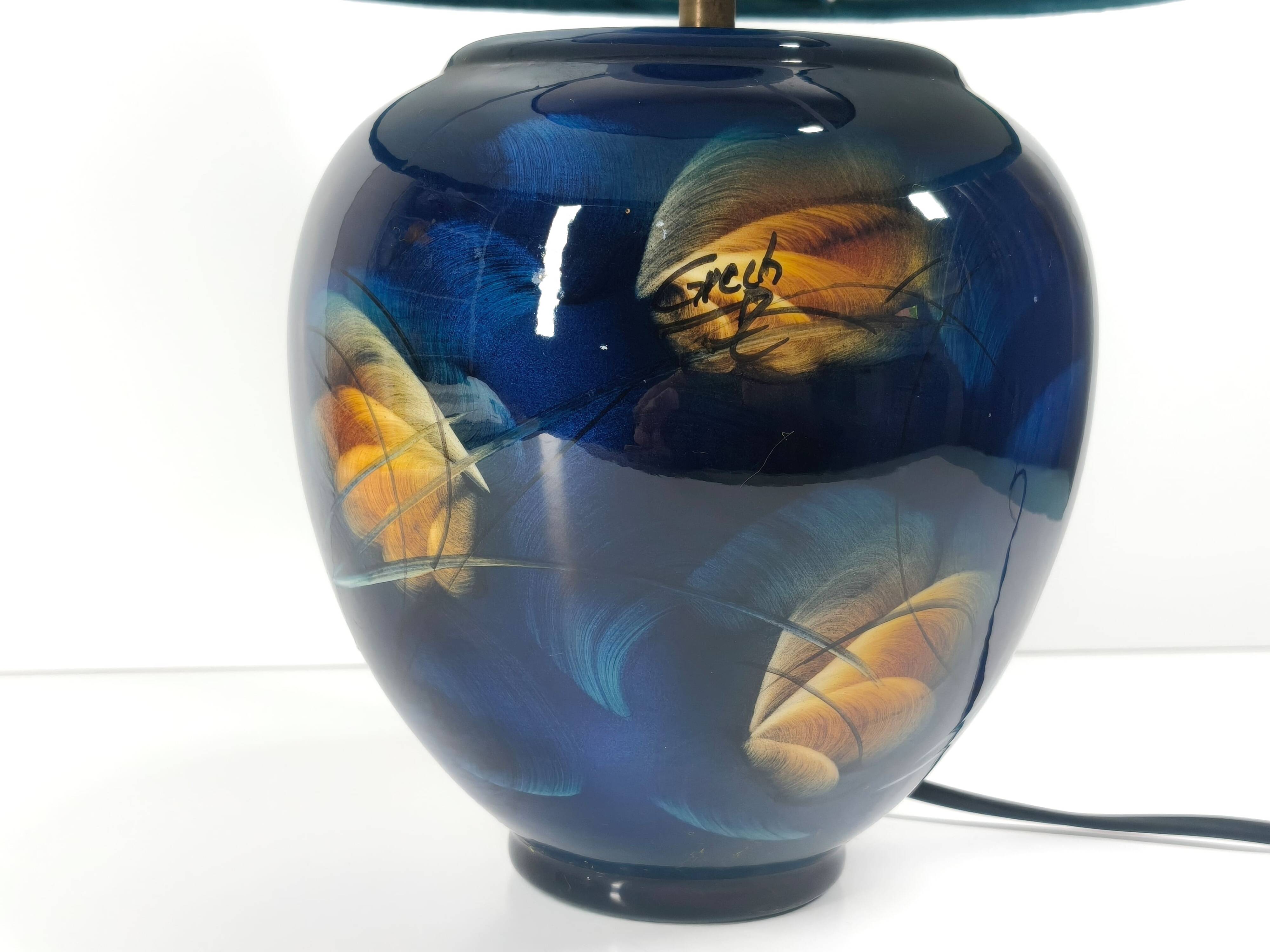 Lacquered ceramic lamp signed Grech