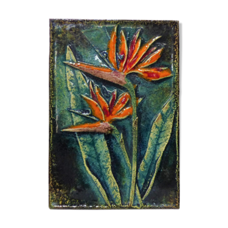 Plaque Murale décorative emaillée fleur exotique Karlsruhe