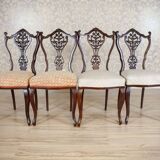 Antique Louis XV Ash Chairs with Openwork Backrests, Set of 4