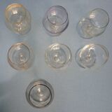 Set of 7 iridescent and colored cognac glasses