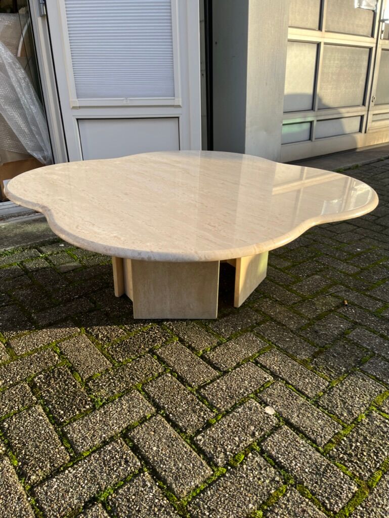 Flower travertine coffee table
