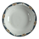 Longwy salad bowl with blue and orange floral decoration.