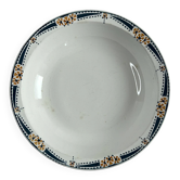 Longwy salad bowl with blue and orange floral decoration.