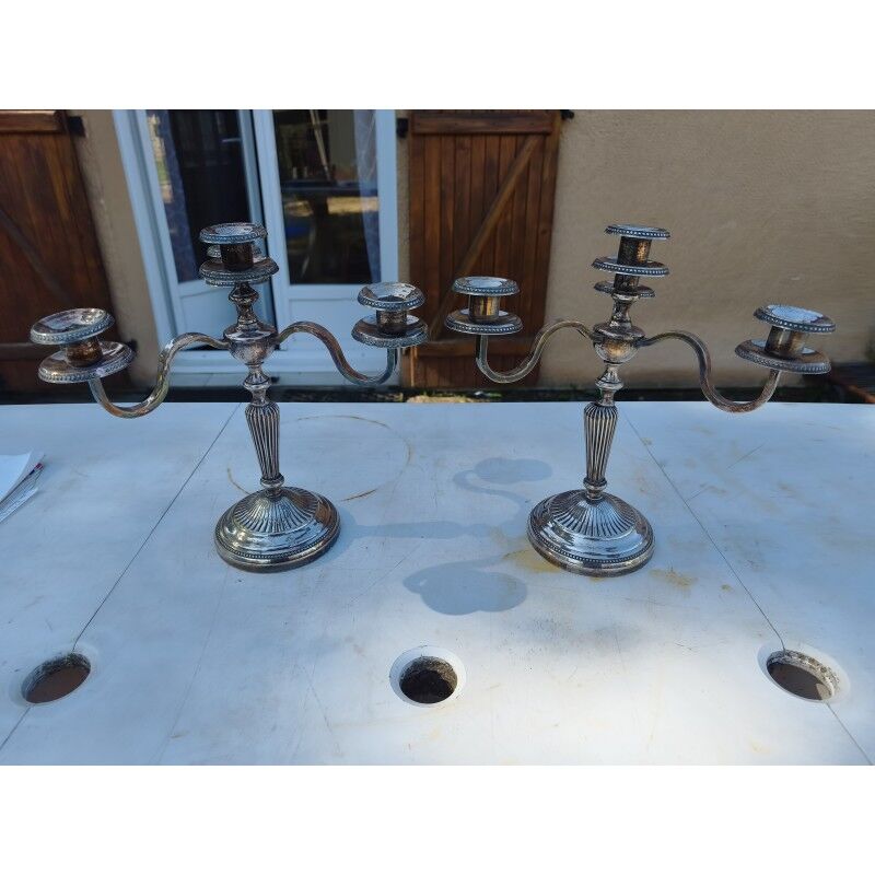 Pair of silver-plated candelabra