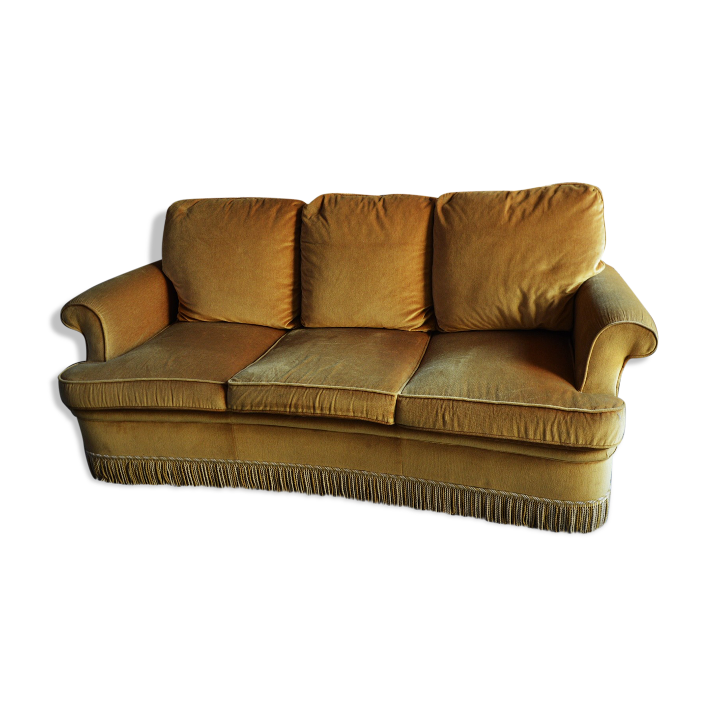 Sofa 3 places velvet mustard
