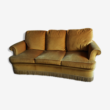 Sofa 3 places velvet mustard