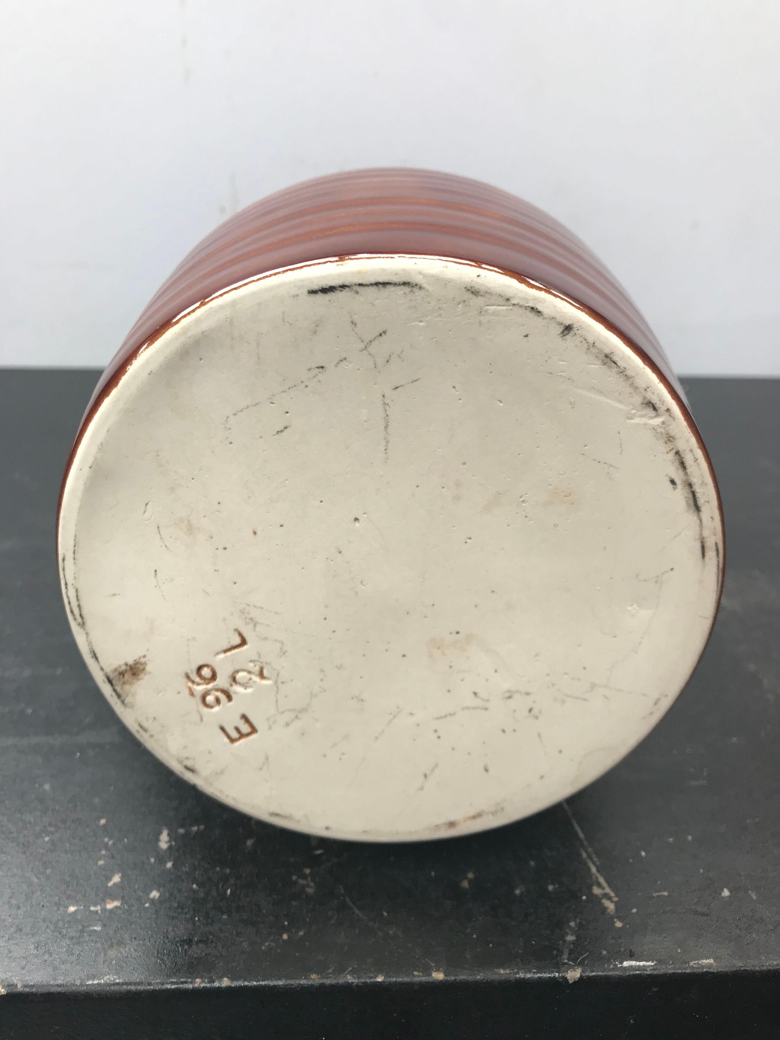 Former pitcher 2l ceramics striped brown 70s vintage