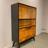 Bibliothèque plaquée noyer vintage, années 1960