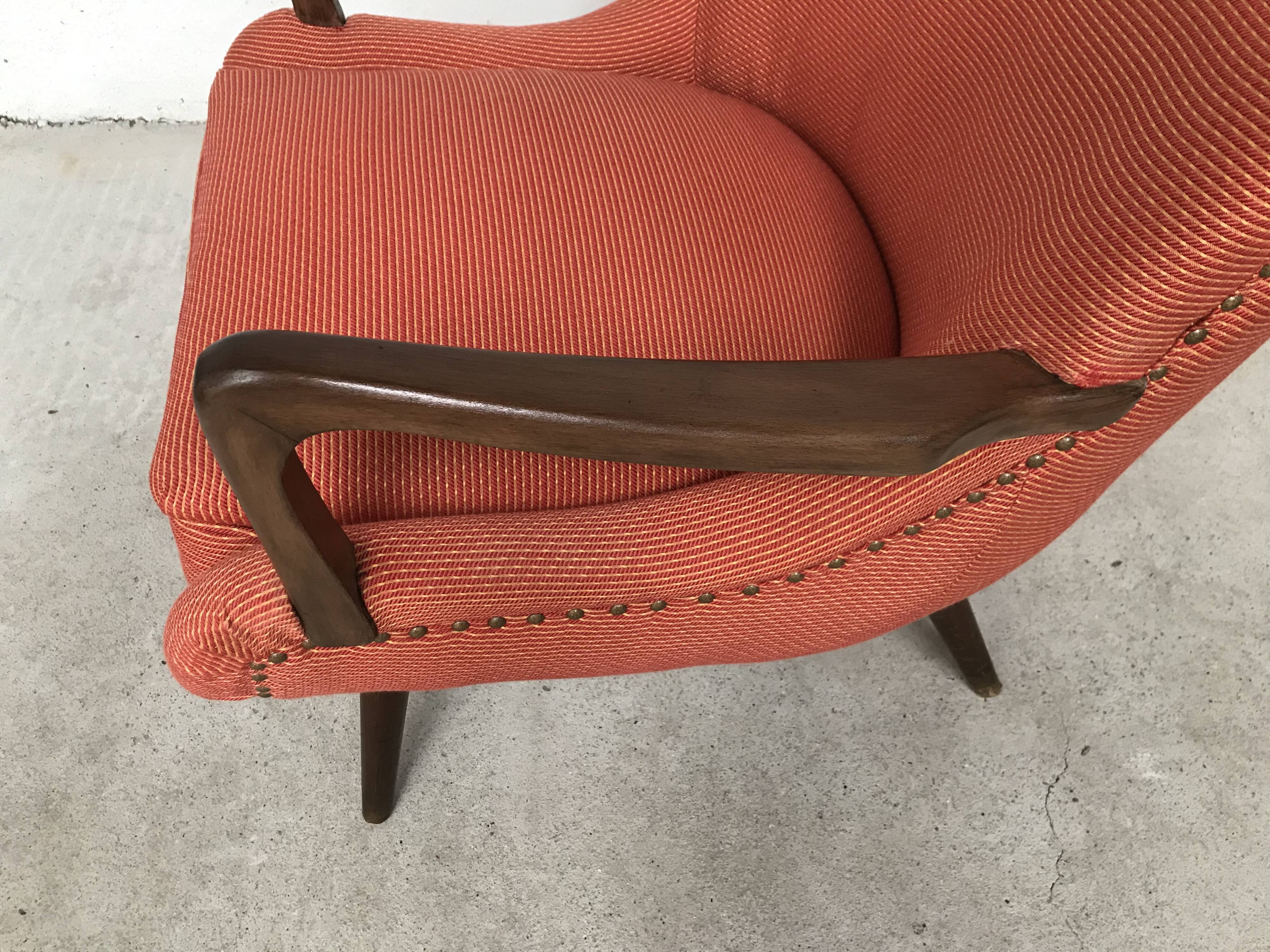 Orange-pink art deco armchair 1930s/40s