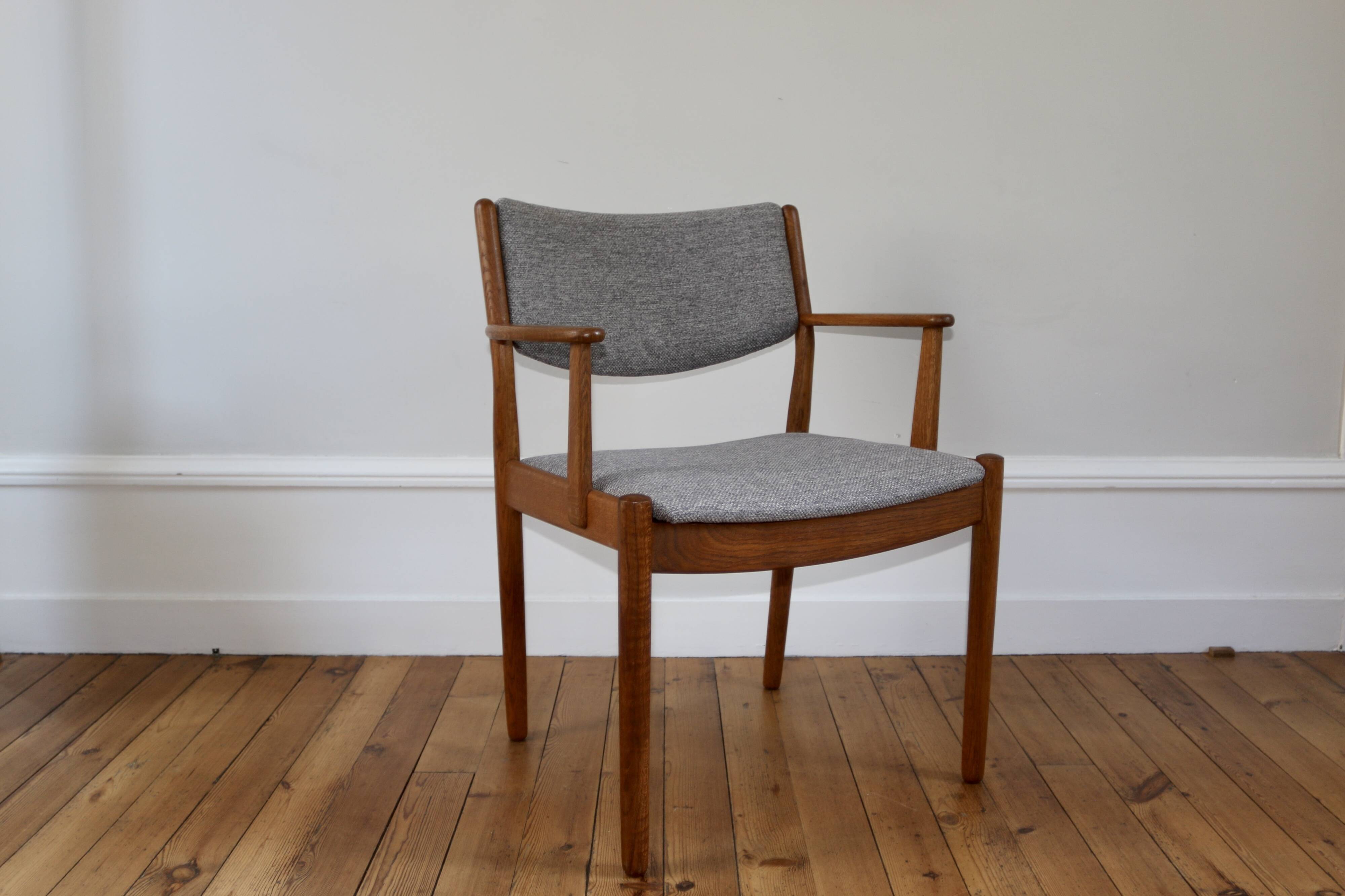 Pair of vintage Scandinavian Poul Volther J72 oak armchairs, 1960s