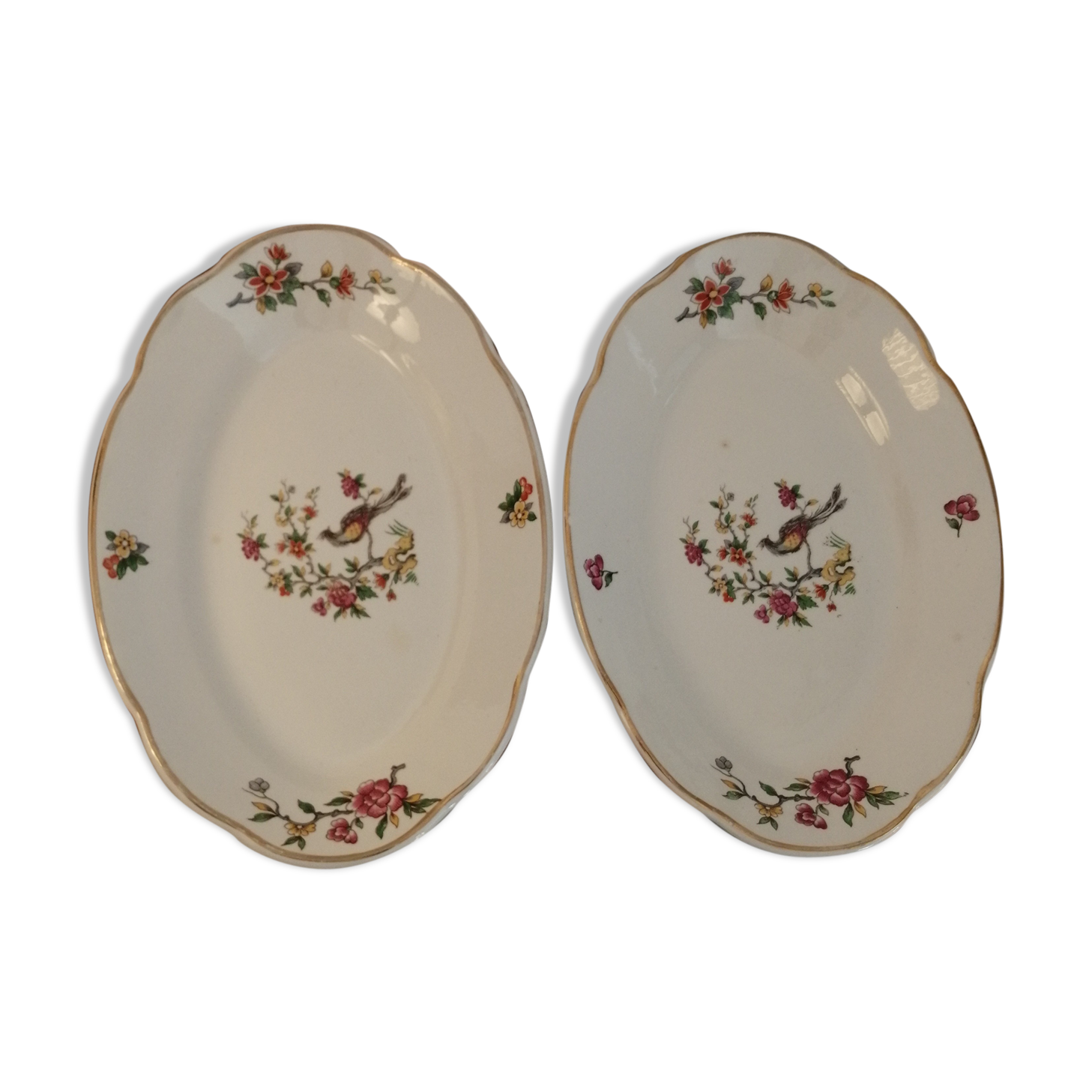 Digoin Sarreguemines oval presentation plates CONDEvintage model
