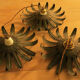 Set of 3 vintage vine leaf shaped pendant lights 1970s