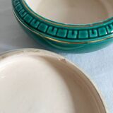Vintage green ceramic round box from the 1950s