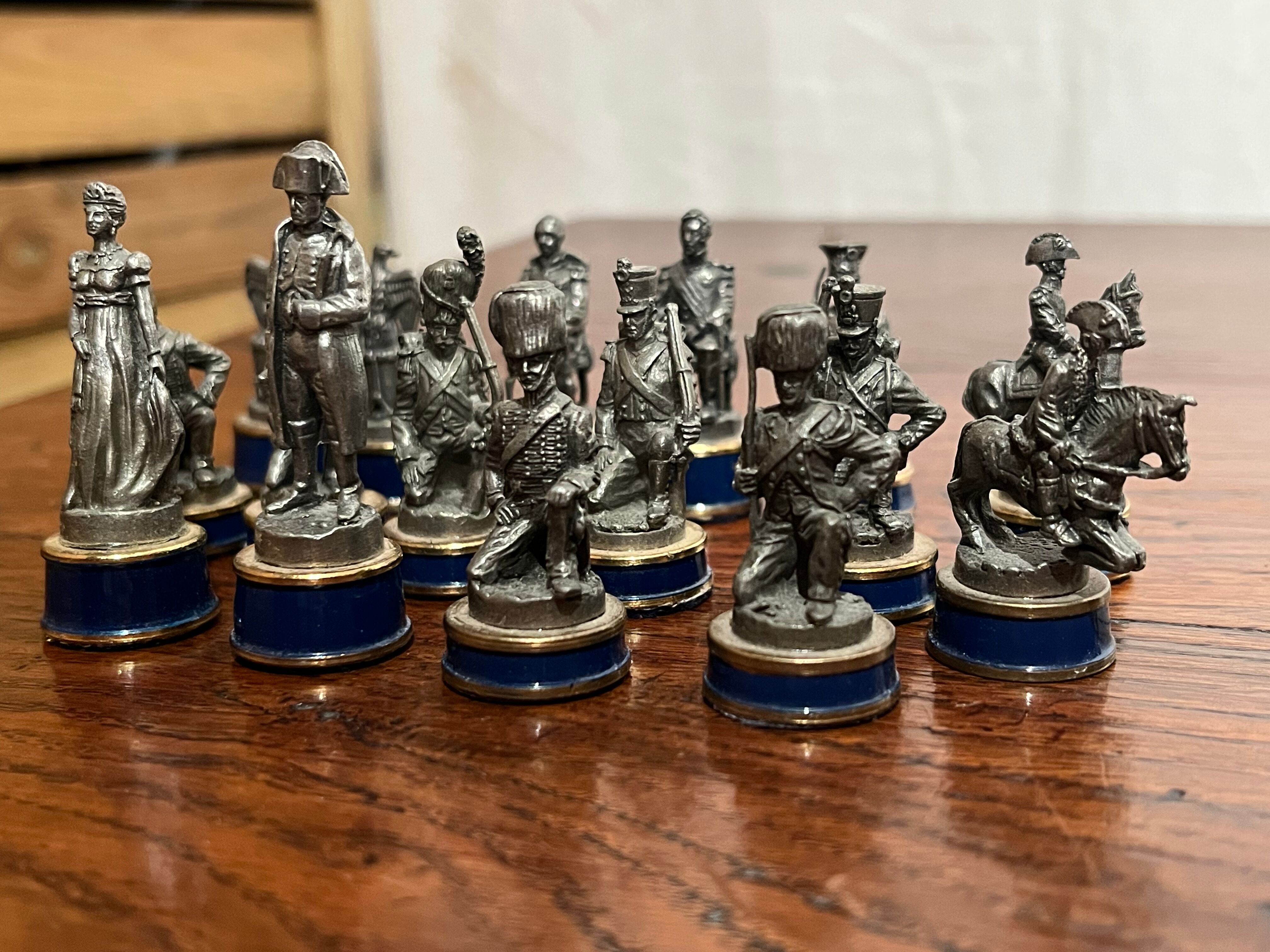 Table game chess vintage Napoleonic pawns metal