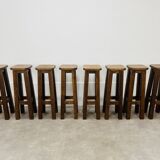 8 solid wood bar stools in brutalist style
