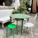 Table de jardin pliante en bois vert et beige ⌀ 95 cm