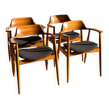 Set of 4 Model 411 armchairs in solid beech, Hartmut Lohmeyer, Wilkahn